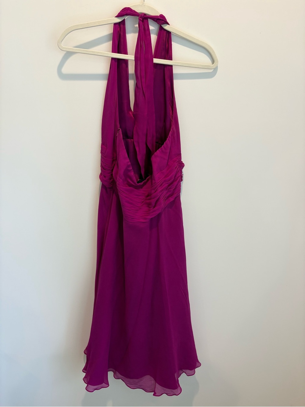 Donna Morgan One-Shoulder Fuchsia Chiffon Midi Dress - Picture 3 of 3